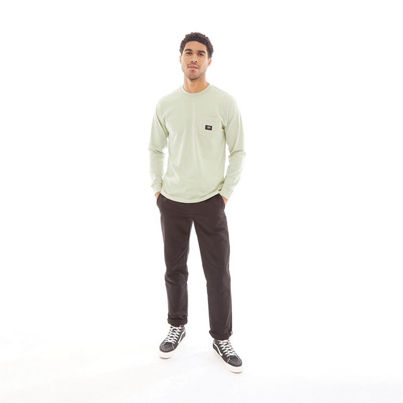 Vans Mens Woven Patch Pocket Long Sleeve T-Shirt Desert Sage