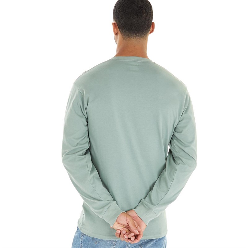 Vans Mens Left Chest Hit Long Sleeve T-Shirt Chinois Green/Black