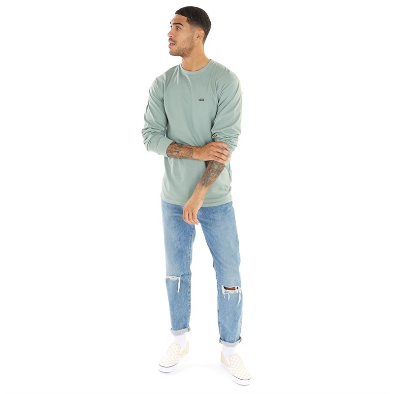 Vans Mens Left Chest Hit Long Sleeve T-Shirt Chinois Green/Black