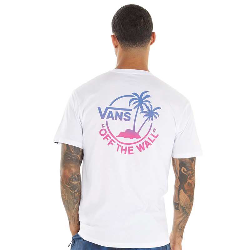 Vans Mens Classic Mini Dual Palm T-Shirt White/Pink Glo