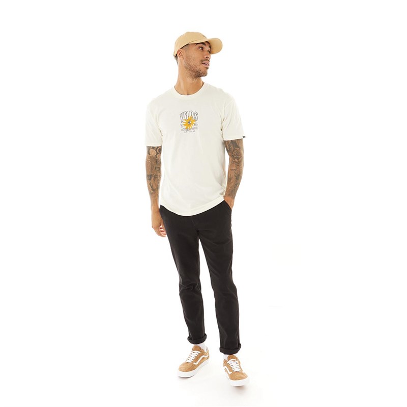 Vans Mens Washed Floral Vintage Logo T-Shirt Antique White