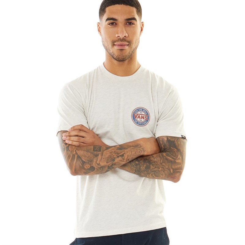 Vans Mens Original Checkerboard Classic T-Shirt Oatmeal Heather