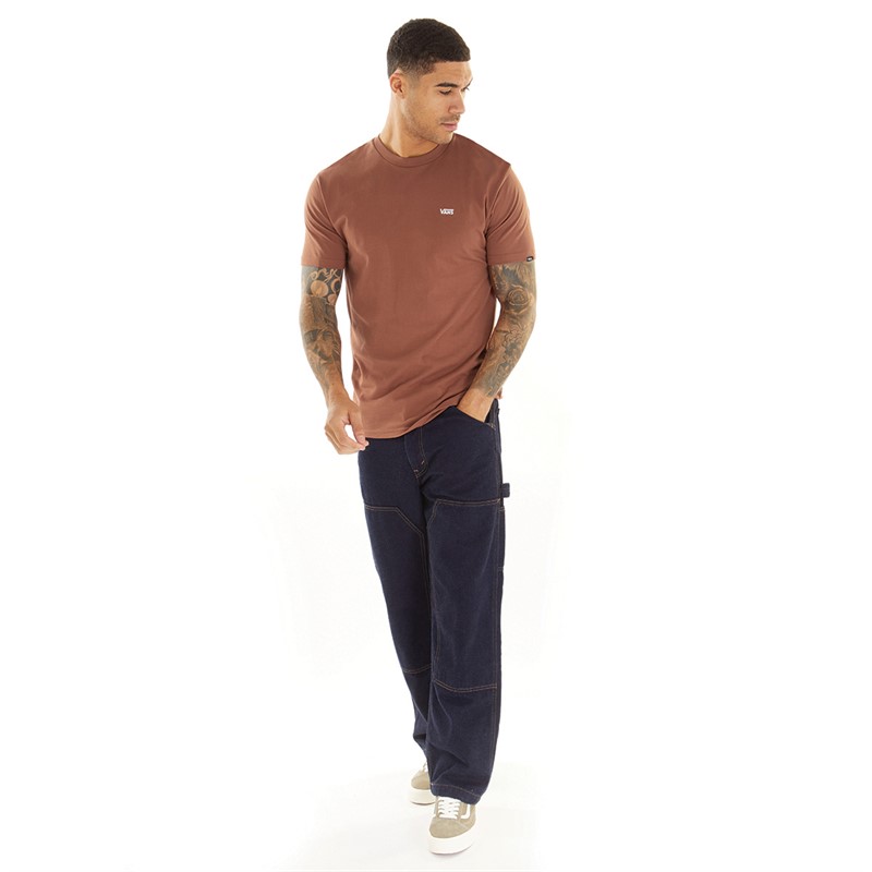 Vans Mens Left Chest Logo T-Shirt Burnt Henna/White