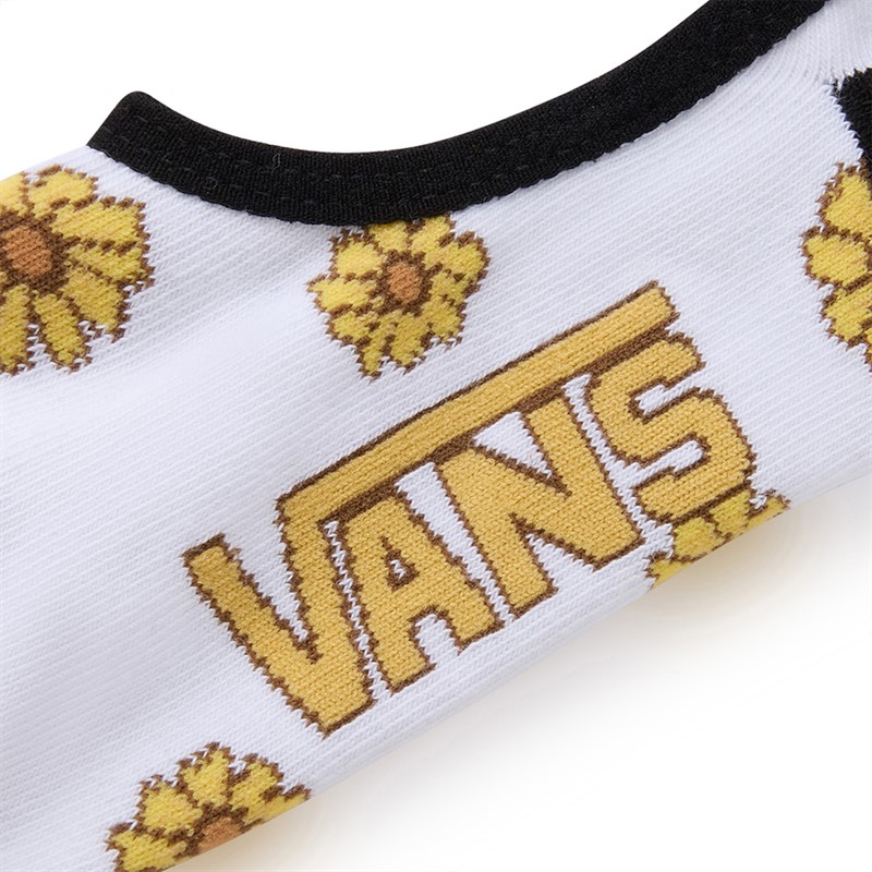 Vans Womens Three Pack Sunflower Animash Canoodle No Show Socks White/Black