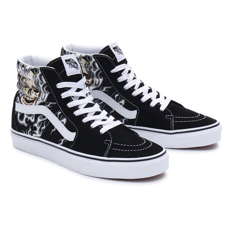 Buy Vans Sk8-Hi Skull Trainers Black/True White