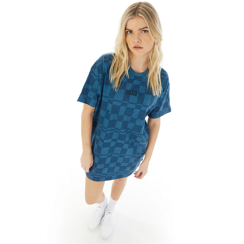 Vans Womens Center Vee Print Tee Dress Vans Teal