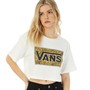 Vans Womens Abstract Flower Logo Cropped T-Shirt Marshmallow