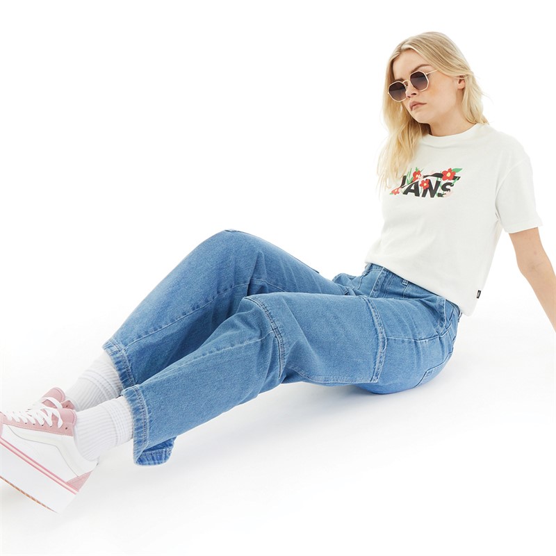 Vans Womens Fleurs Cropped T-Shirt Marshmallow