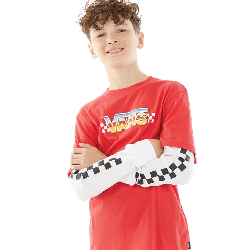 Vans Junior Boys Bosco Long Sleeve T-Shirt Racing Red