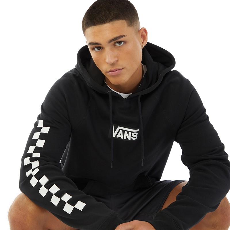 Black hoodie with checkered sleeves best sale