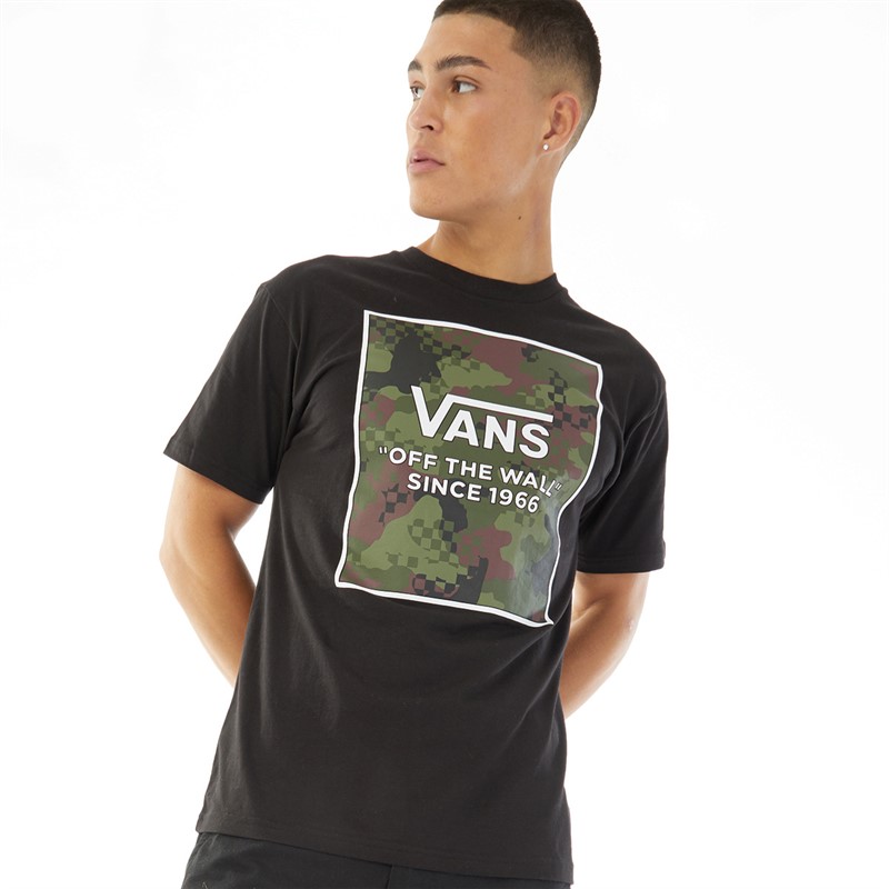 Vans Mens Camo Check Box Graphic T-Shirt Black