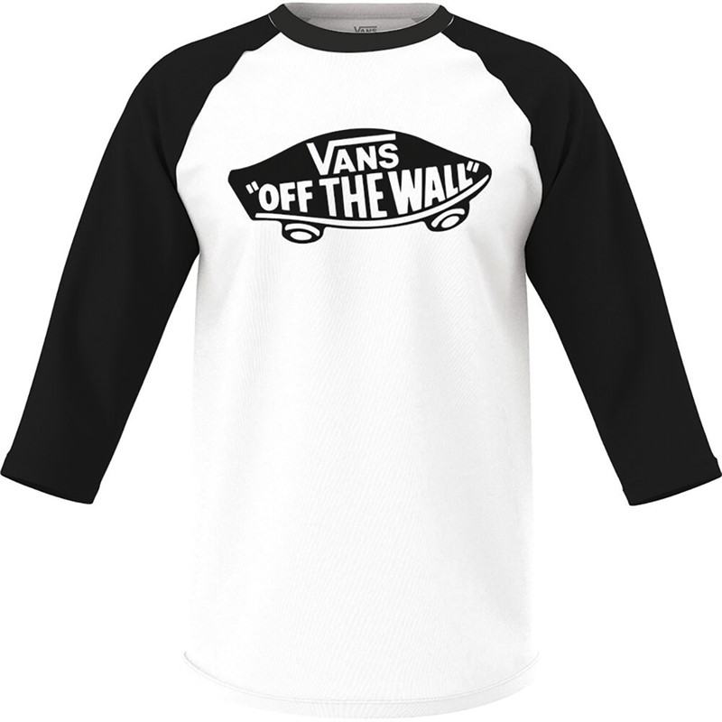 Vans Męskie Style Raglan T-Shirty z Długim Rękawem Biały