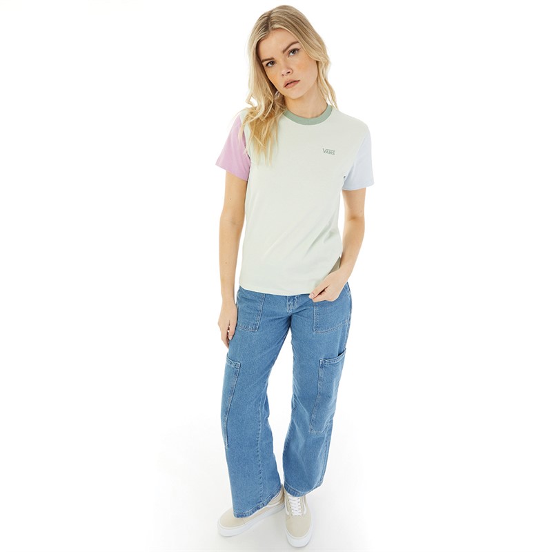 【おすすめアイテム】Vans Women Colour Block Logo T-shirt Buy Vans Womens Colour block Boyfriend Fit T-Shirt Pale Aqua