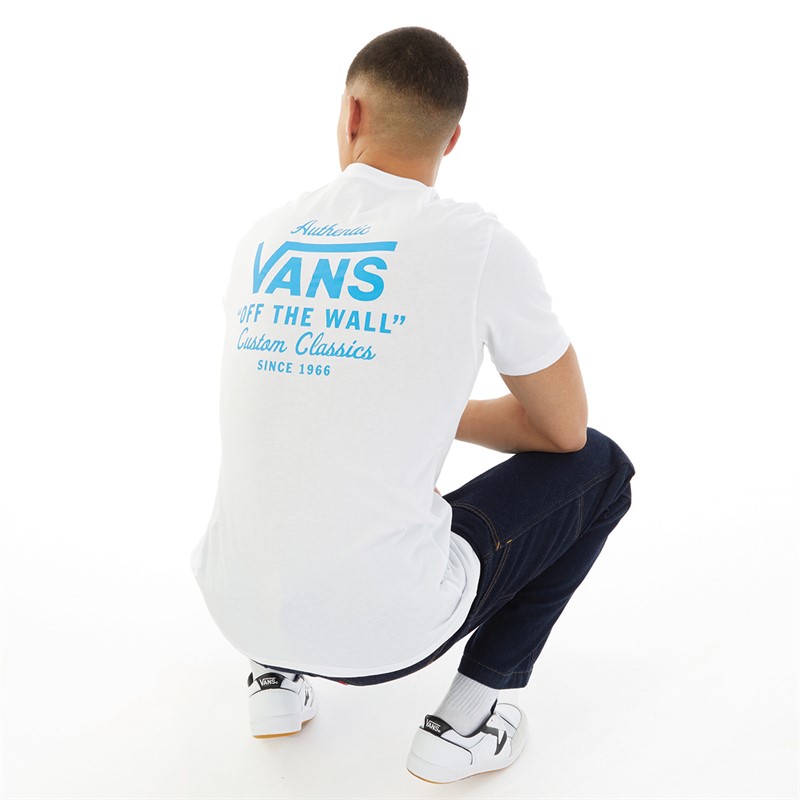 Vans Mens Holder Classic T-Shirt White/Malibu Blue