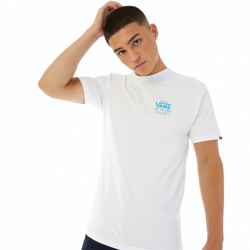 Vans Mens Holder Classic T-Shirt White/Malibu Blue