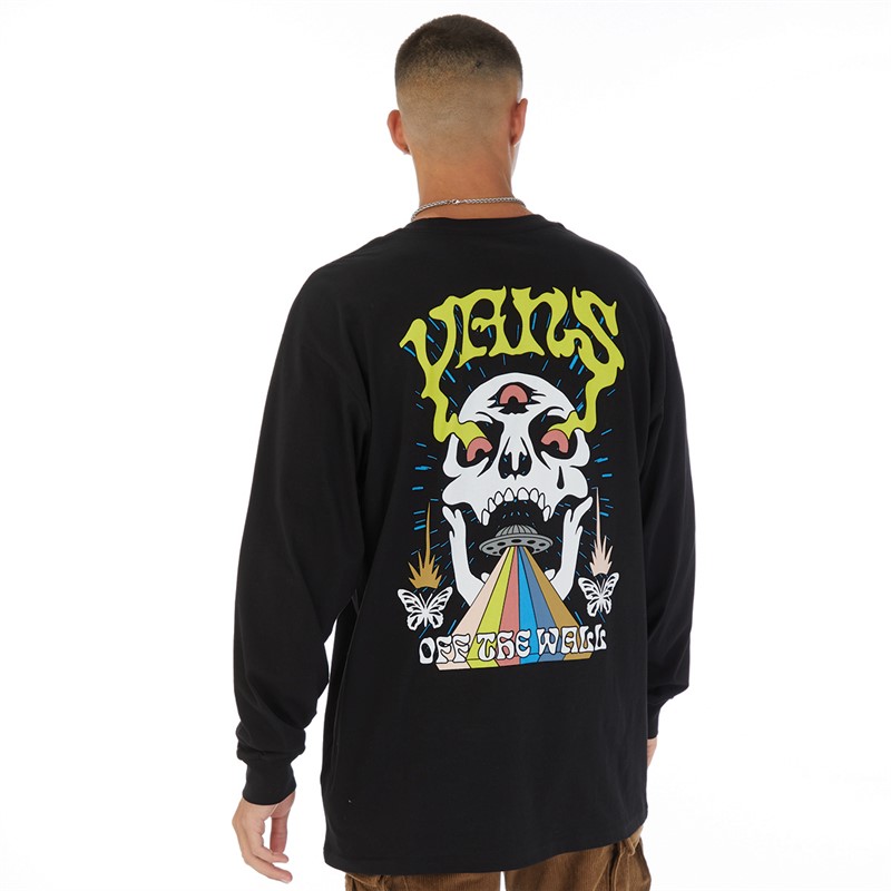 Vans Mens Skull Saucer Long Sleeve T-Shirt Black