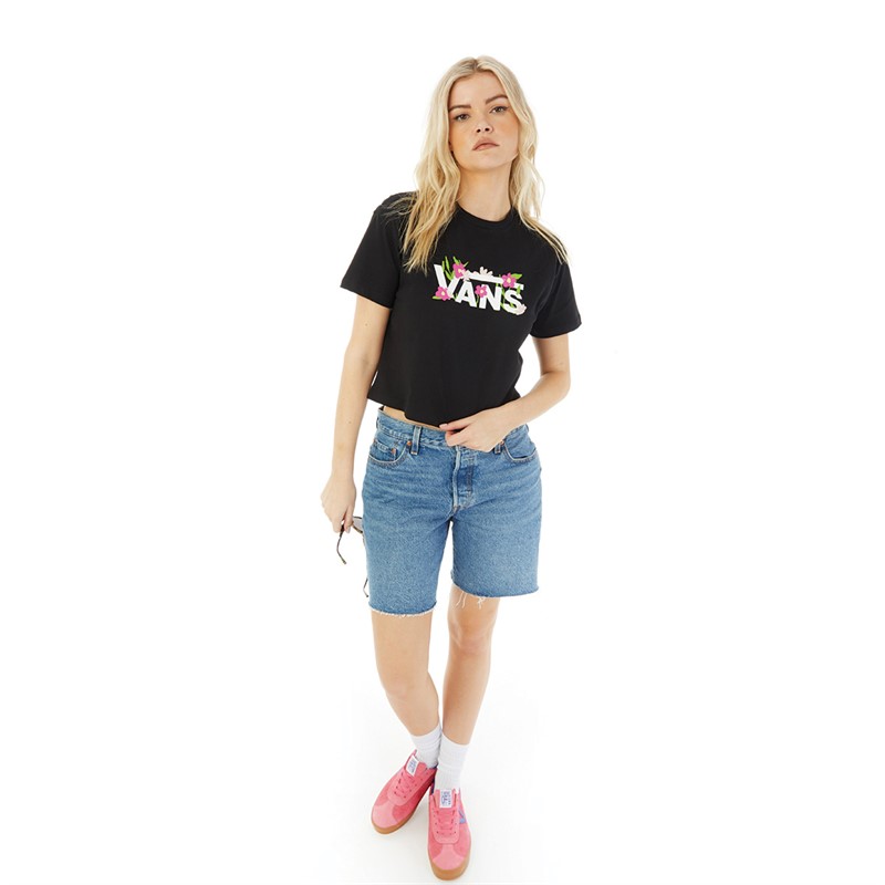 Vans Womens Fleurs Cropped T-Shirt Black