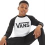 Vans Junior Boys Classic Raglan Long Sleeve T-Shirt White/Black
