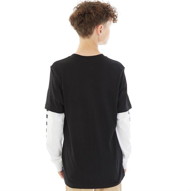 Vans Junior Boys Check Long Sleeve T-Shirt Black/Black