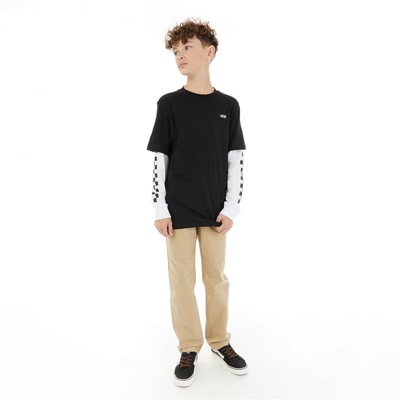 Vans Junior Boys Check Long Sleeve T-Shirt Black/Black