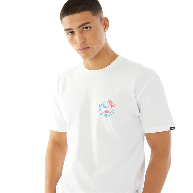 Vans Mens Classic Mini Dual Palm T-Shirt White/Malibu Blue