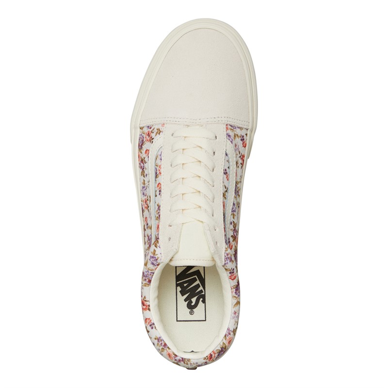 Vans Womens Old Skool Vintage Floral Trainers Marshmallow