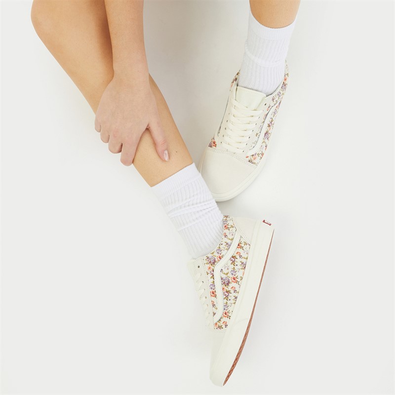 Vans Womens Old Skool Vintage Floral Trainers Marshmallow