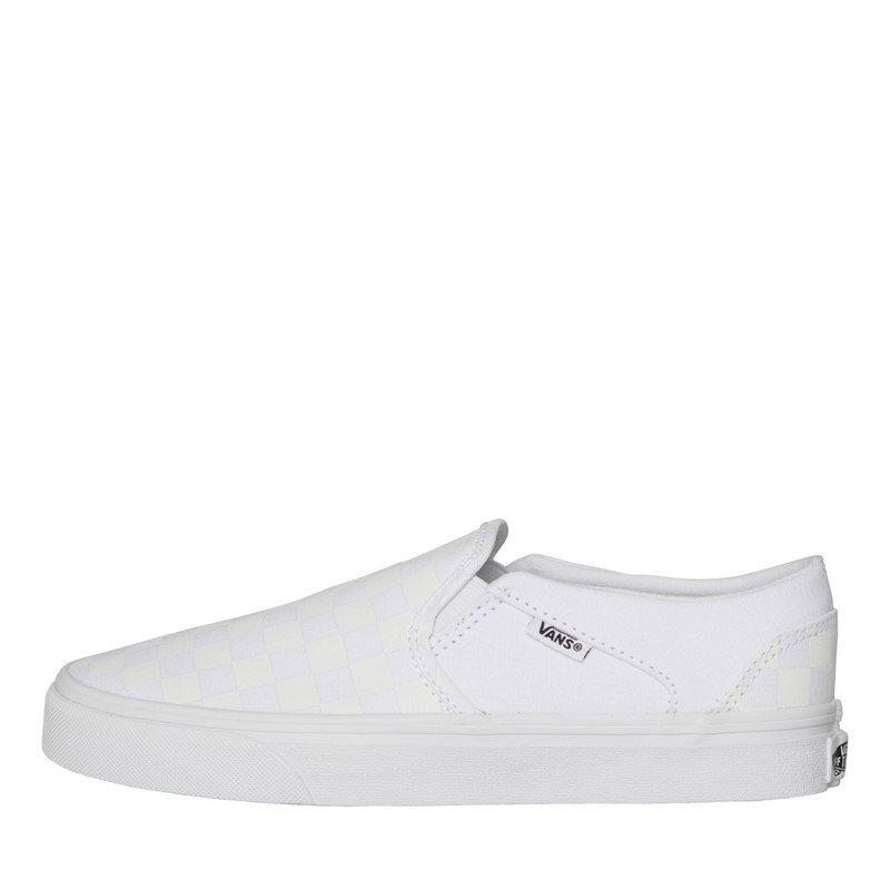 Buy Vans Womens Asher Checkerboard Slip On Trainers White White