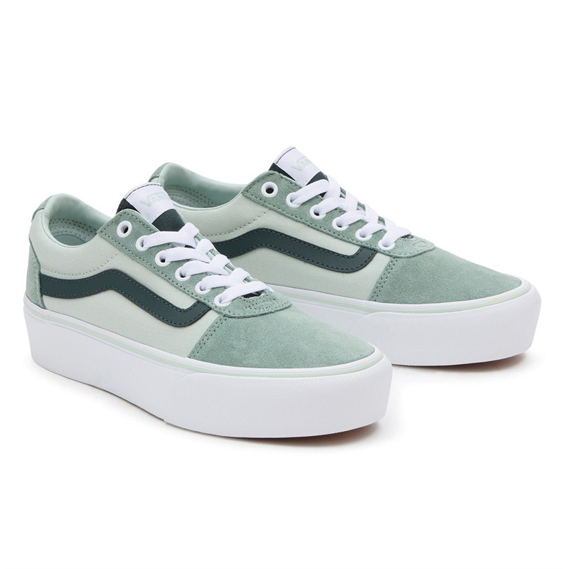 Buy Vans Womens Ward Platform Trainers Light Green Multi