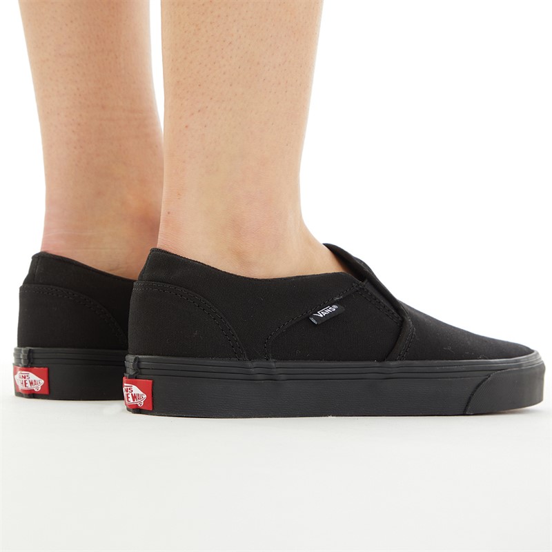 Buy Vans Womens Asher Slip On Trainers Black Black