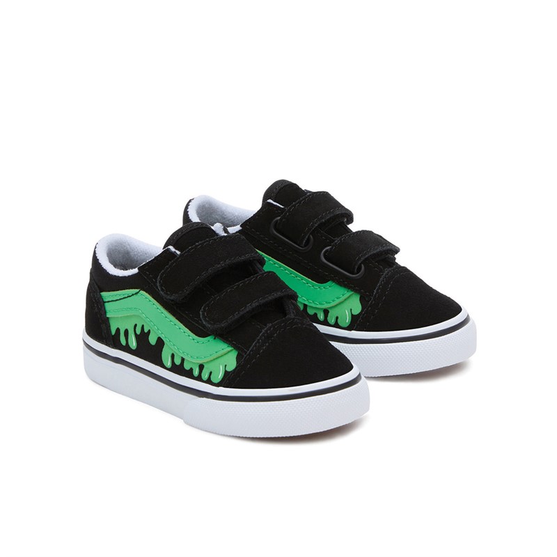 Vans Infant Old Skool Glow Slime Trainers Black/Green