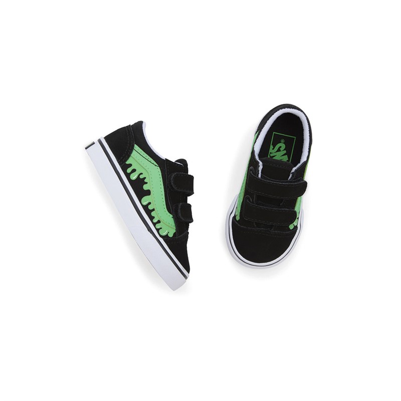 Vans Infant Old Skool Glow Slime Trainers Black/Green