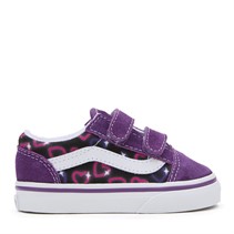 Vans Infant Girls Old Skool Neon Hearts Velcro Trainers Purple/Multi