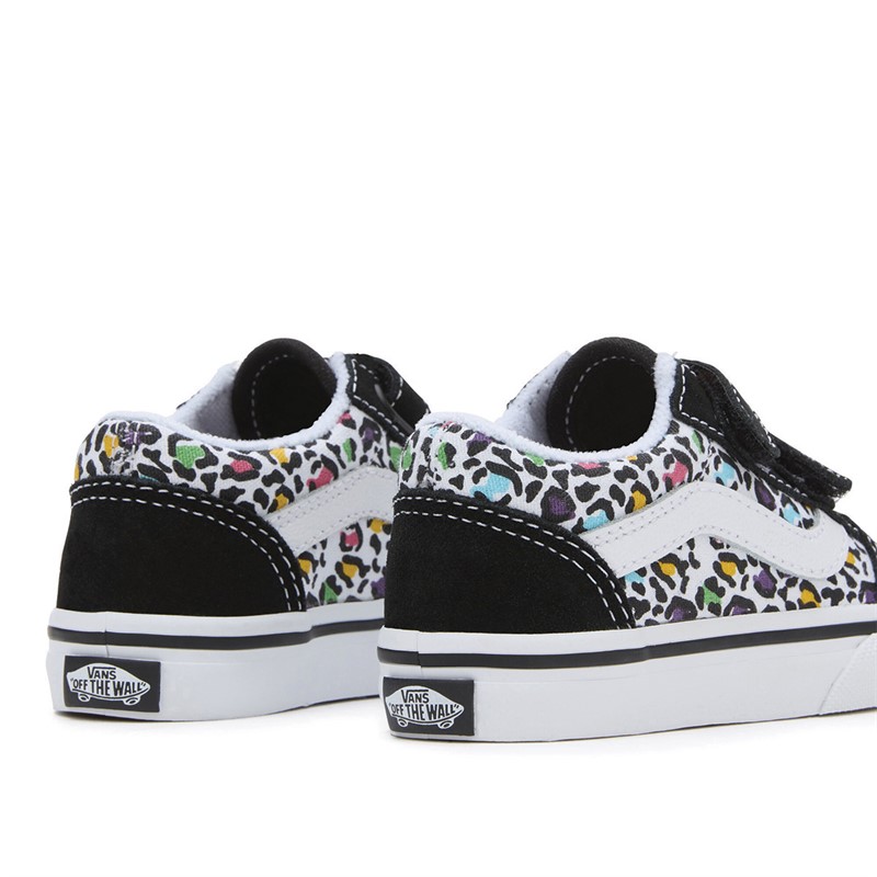 Vans Infant Old Skool Animal Print Velcro Trainers Black/Multi