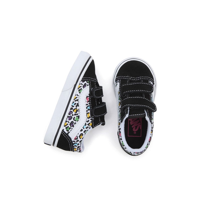 Vans Infant Old Skool Animal Print Velcro Trainers Black/Multi