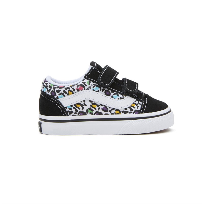 Vans Infant Old Skool Animal Print Velcro Trainers Black/Multi