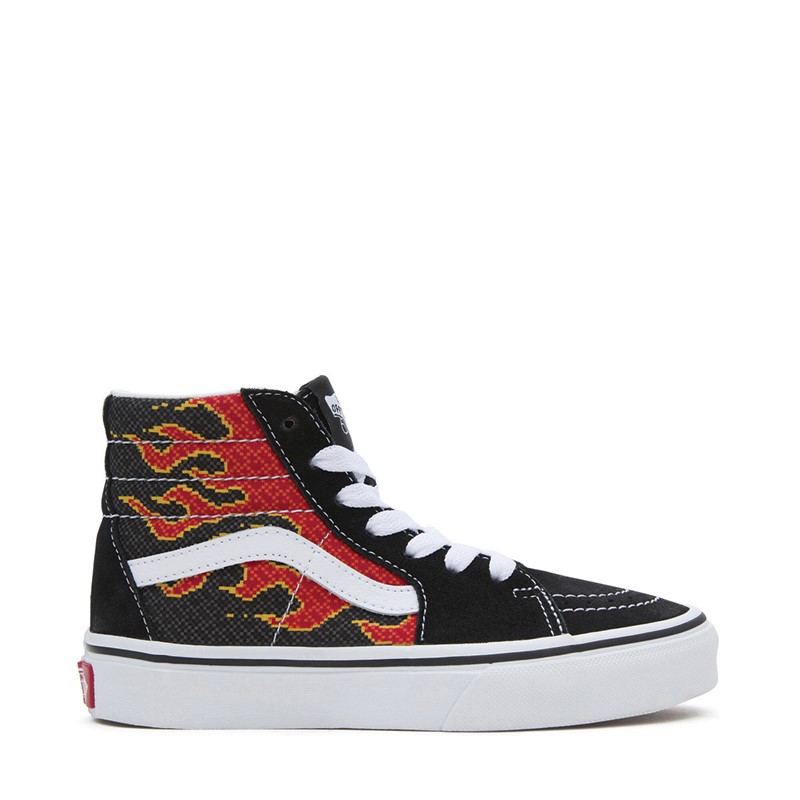 Vans Kids Sk8-Hi Flame Trainers Black/Red