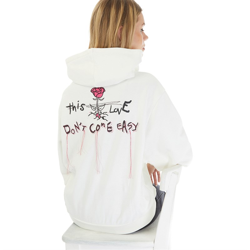 Vans Womens Broken Hearts Blousant Full Zip Hoodie Marshmallow