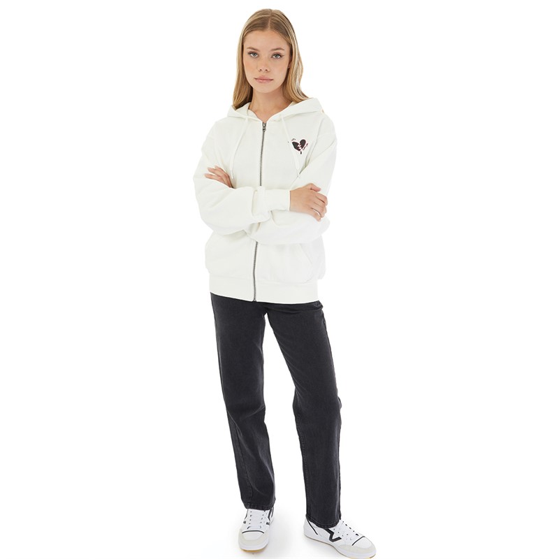 Vans Womens Broken Hearts Blousant Full Zip Hoodie Marshmallow