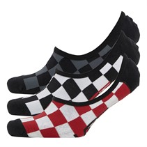 Vans Mens Classic Checkerboard Super No Show Three Pack Socks Red/White Check