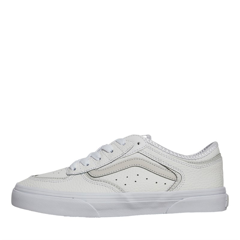 Vans Junior Rowley Classic Leather Trainers White/Light Grey