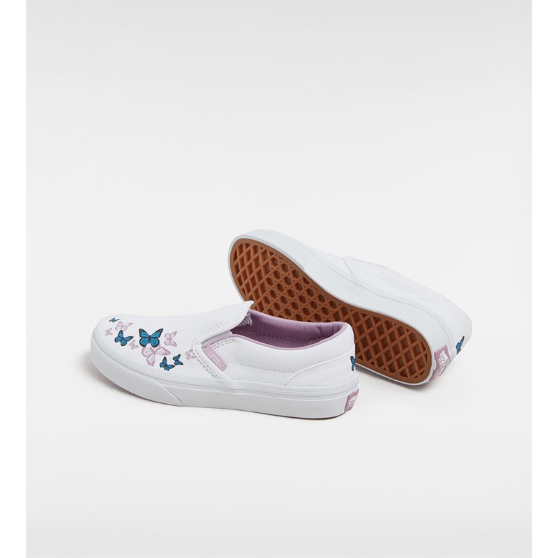 Vans Girls Classic Slip-On Butterfly Trainers True White/Multi