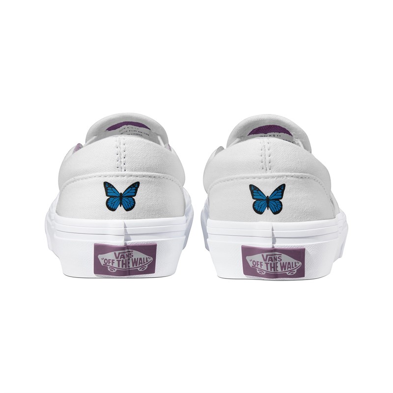 Vans Girls Classic Slip-On Butterfly Trainers True White/Multi