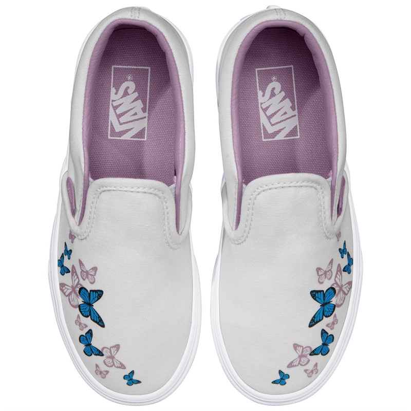 Vans Girls Classic Slip-On Butterfly Trainers True White/Multi