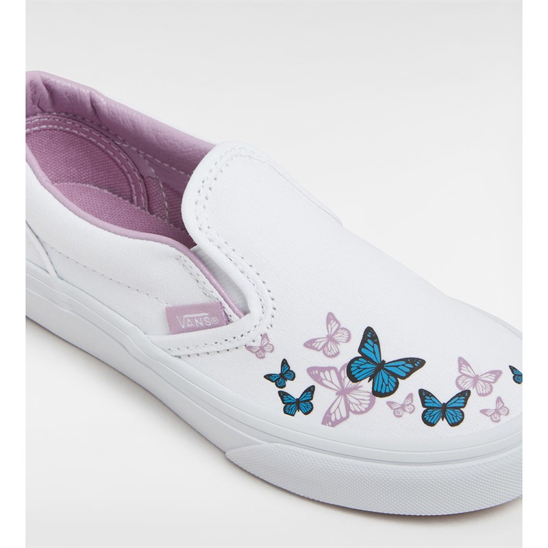 Vans Girls Classic Slip-On Butterfly Trainers True White/Multi