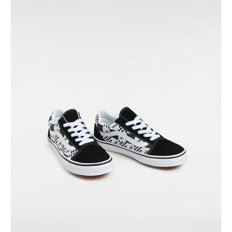 Vans Junior Old Skool Checkerboard Trainers Black/True White