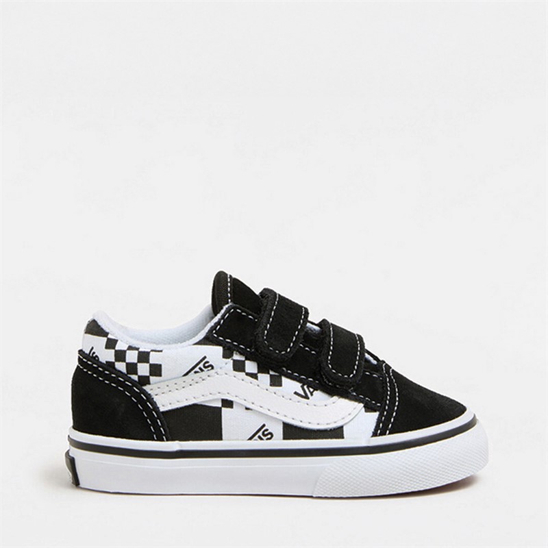 Buy Vans Infant Old Skool Velcro Checkerboard Trainers Black True White