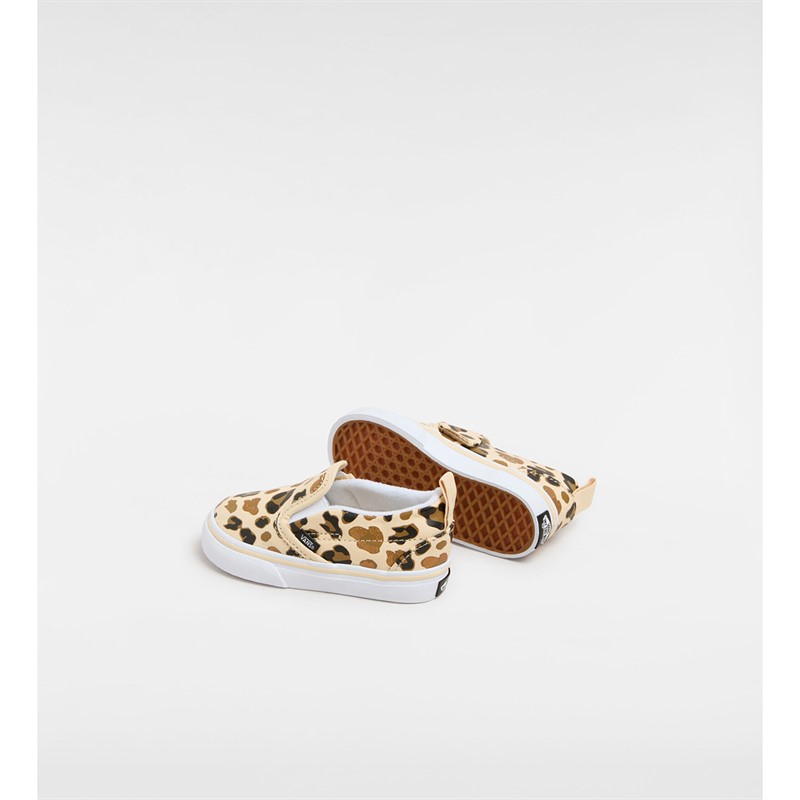 Vans Infant Slip-On Velcro Leopard Trainers Brown/True White