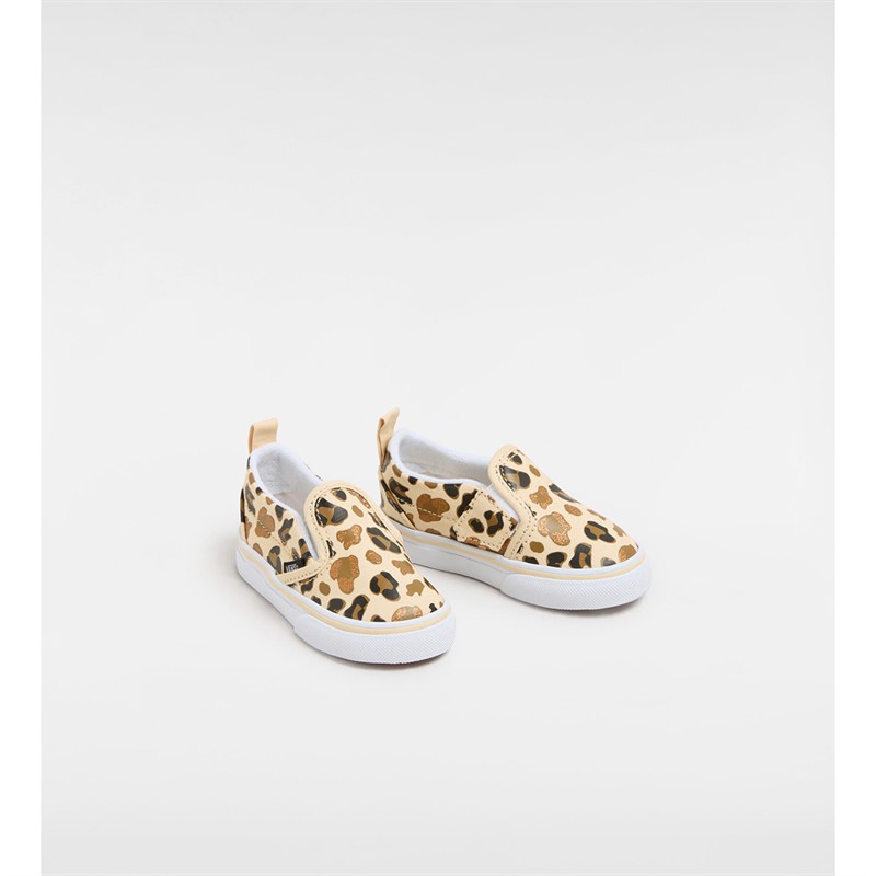 Vans Infant Slip-On Velcro Leopard Trainers Brown/True White