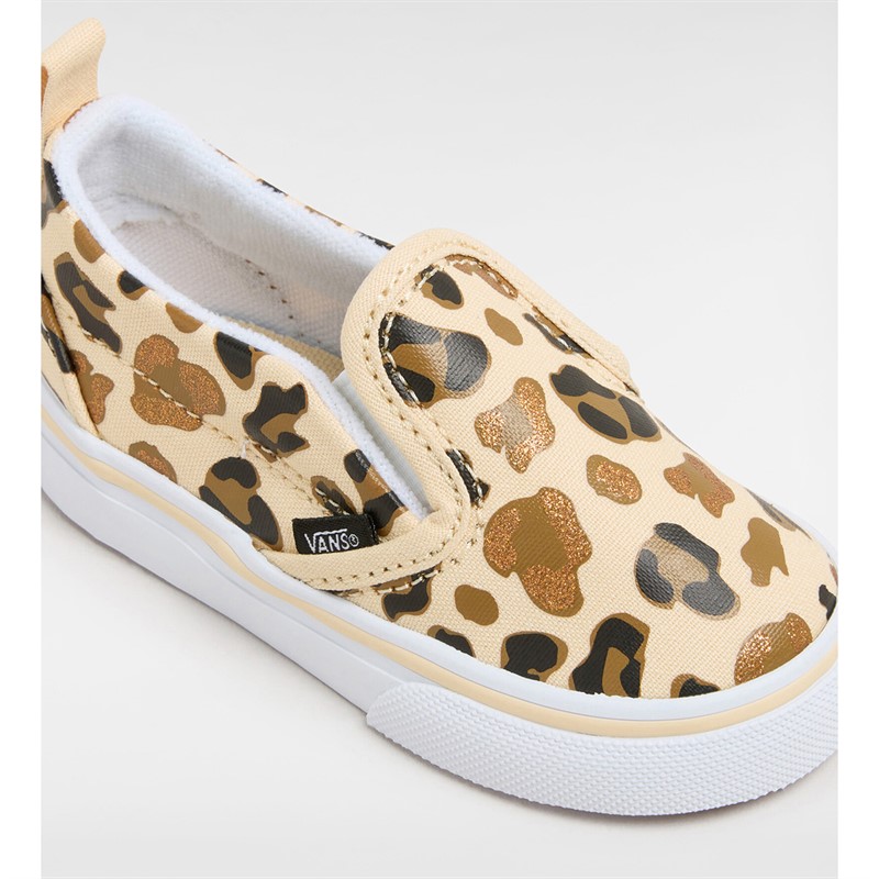 Vans Infant Slip-On Velcro Leopard Trainers Brown/True White